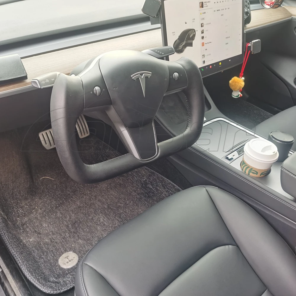 Кокетка Carbar кожаный гоночный руль для Tesla Model 3 Y 2017-2021 с углеродным волокном и
