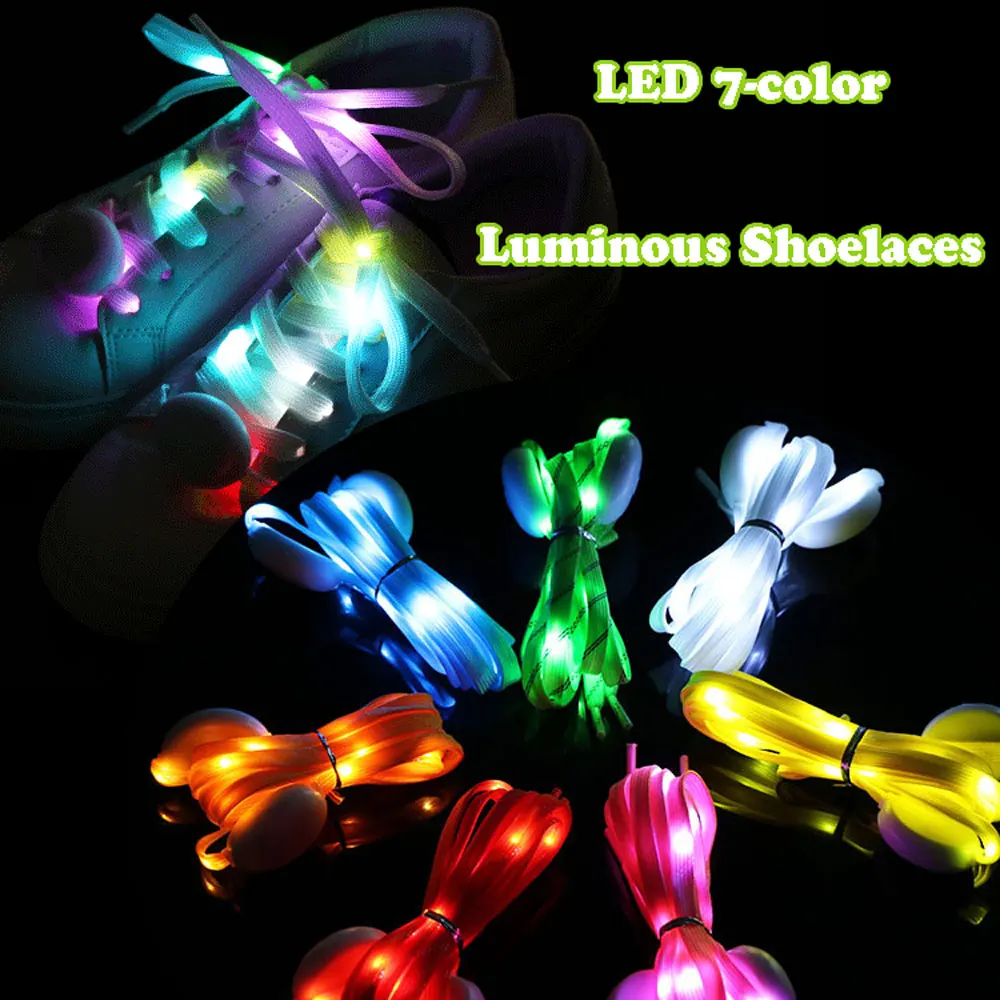 

1 Pair LED Luminous Shoelaces Various Colours Glowing Sport Shoe Laces Flash Light Flat Sneakers Canvas Shoe Strings Party Decor