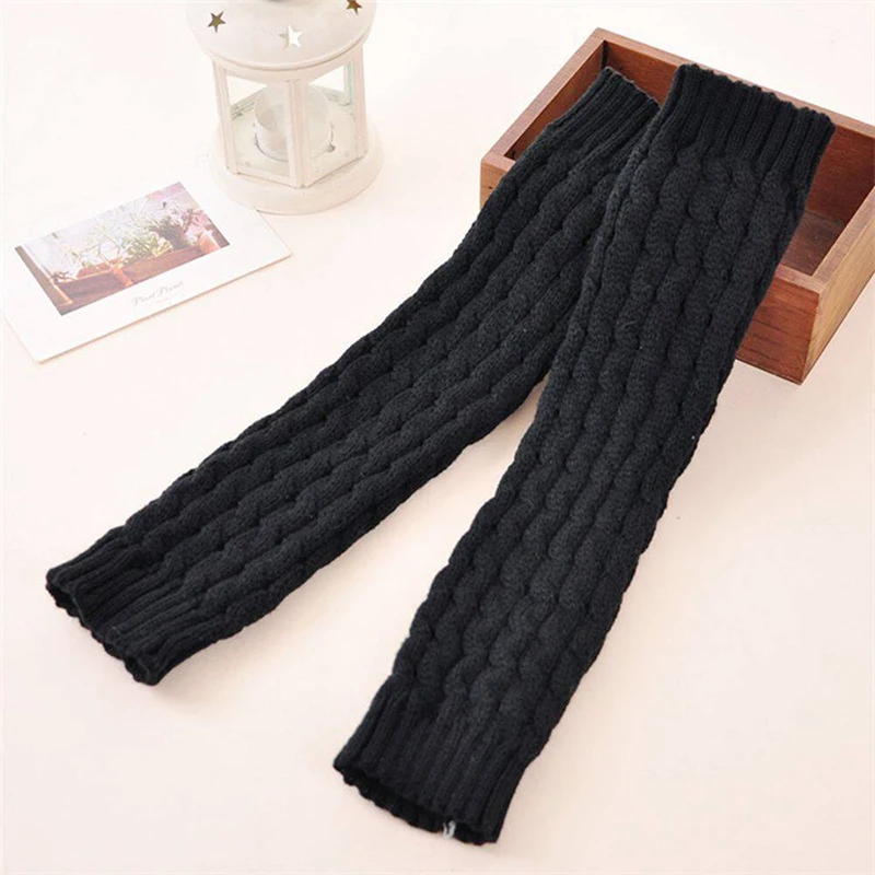 Fashion Knitted Warm Leg Warmers for Women Girls Black White Japanese Korean Styling Crochet Socks Boot Cuffs Knee Protection
