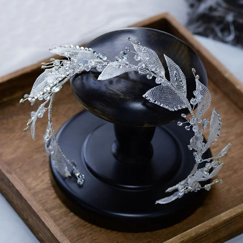 

Романтические свадебные тиары ручной работы с листьями и кристаллами, свадебные аксессуары для волос