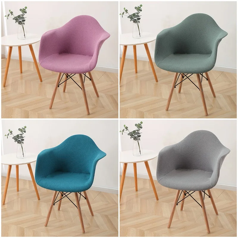 1/2/4/6Pcs Polar Fleece Dining Chair Cover Curved Back Armchair Covers Nordic Style Makeup Chair Slipcover for Living Room Home