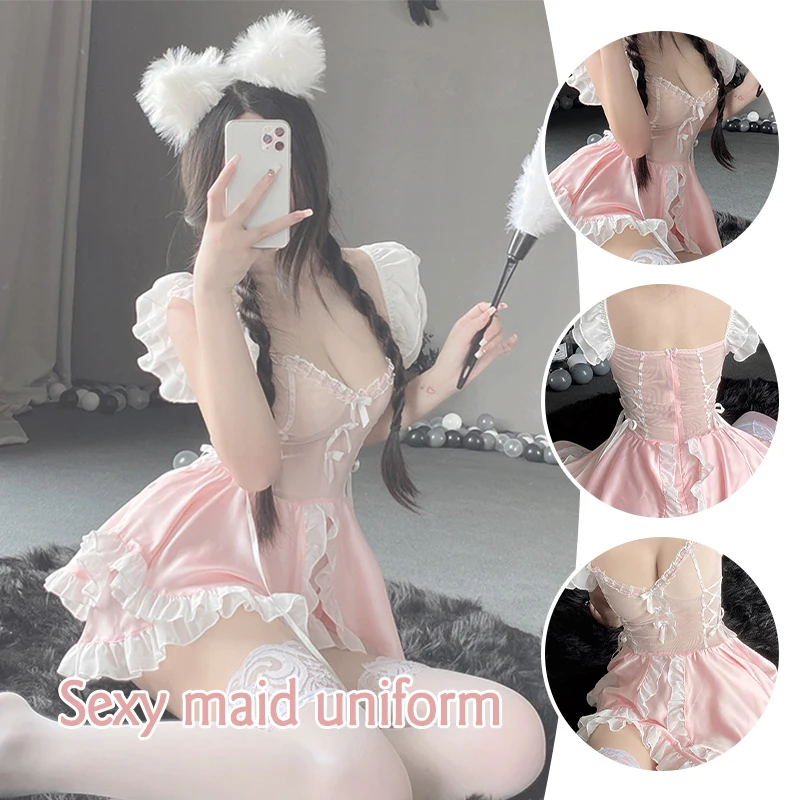 

Female Lingerie Sexy Sheer Hot Sweet Exotic Bunny Maid Costume Outfit Headwear Cosplay Nurse Uniform Dress Babydoll Pajamas