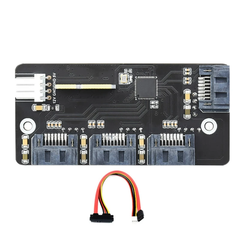 

Waveshare PCI-E To Four-Way SATA3.0 6Gbps High-Speed SATA Interface Expansion Card Supports CM4 With SATA Cable