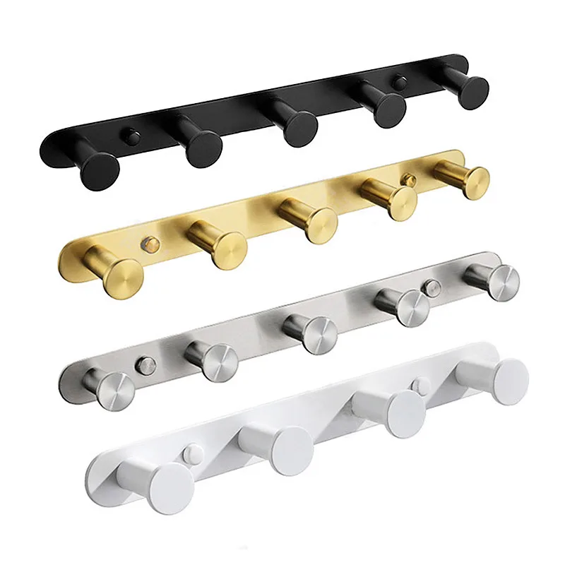 

Настенный строительный крючок 3-8 крючков из матовой нержавеющей стали золотого/белого/матового черного цвета, аксессуары для ванной комнат...