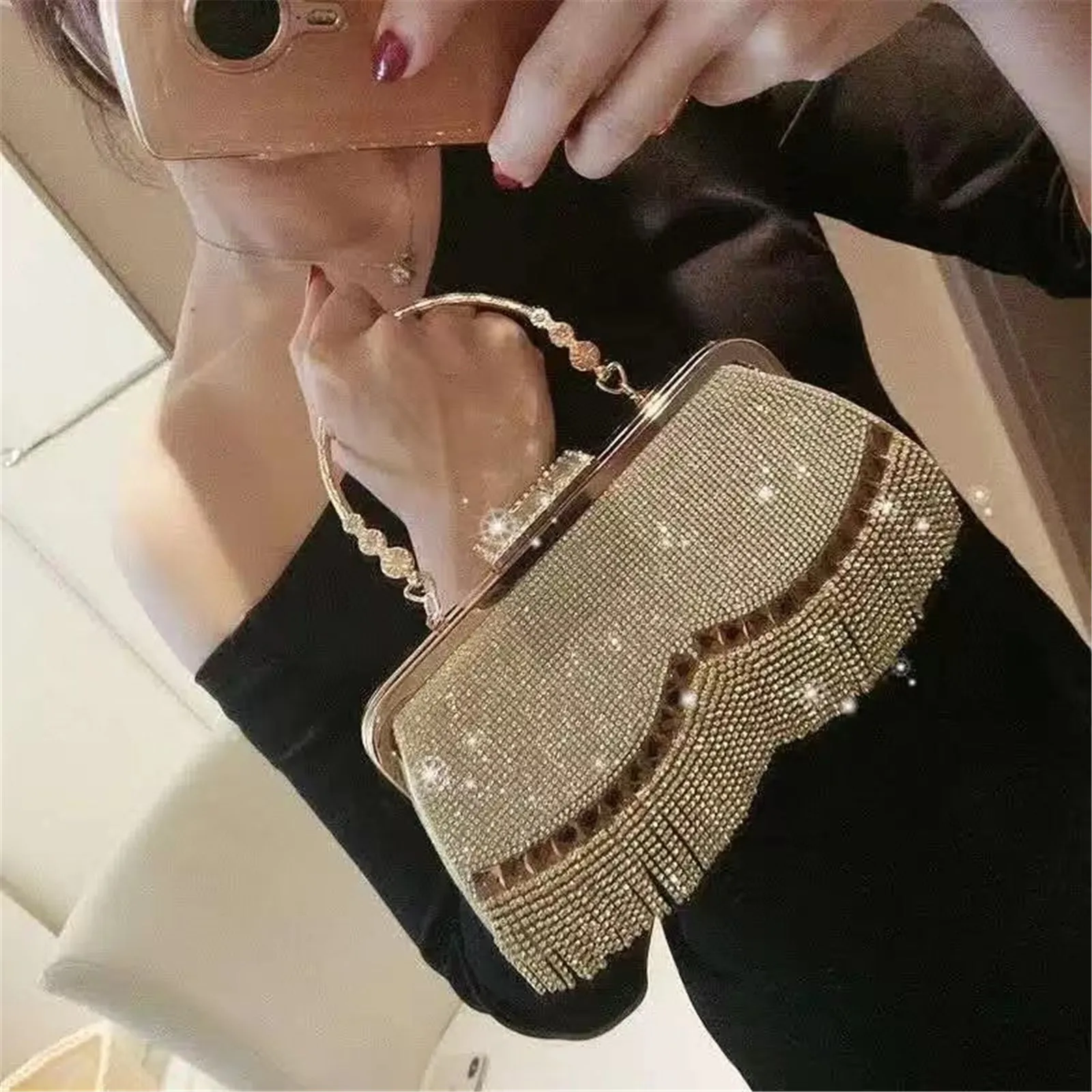 

Women's Luxury Party Evening Bag Fashion Wedding Bridal Dress Handbag 2023 New Classic Cheongsam Fashionable Diamond Clutch Bag