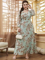 toleen women large plus size maxi dress 2022 spring pink green black chic elegant long sleeve floral evening party robe clothing