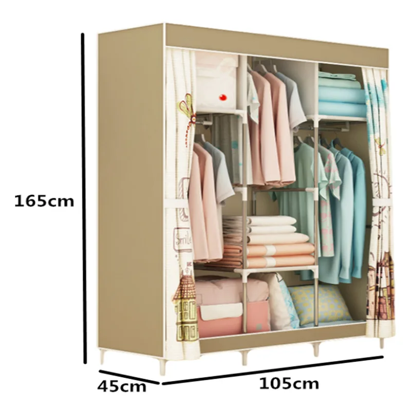 Тканевый гардероб с железной арматурой для хранения вещей по системе "сделай сам" с защитой от пыли, простая складная стойка мебели органайзер на полу