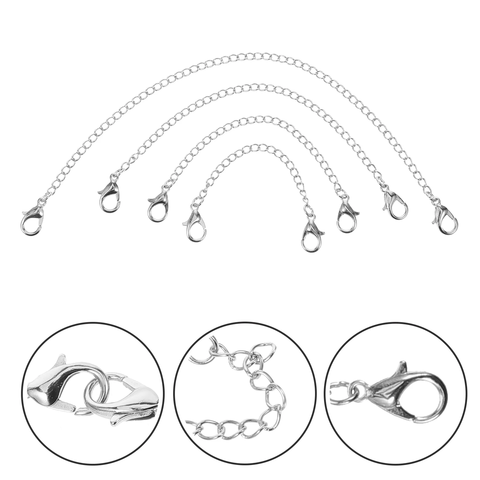 

4 Pcs Necklace Jewelry Extension Chain Extensions Alloy Chains for Necklaces DIY Extender Bracelet Extenders