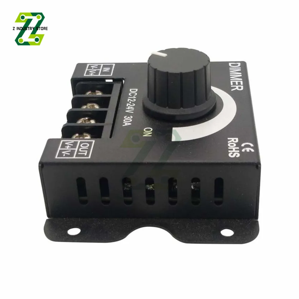 

LED Dimmer DC 12V 24V 30A 1W Adjustable Brightness Controller Switch Lamp Bulb Strip Driver Power Supply Black