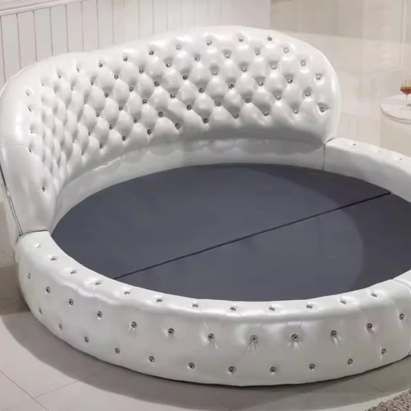 Европейская круглая кровать принцессы элегантная белая вилла королевского