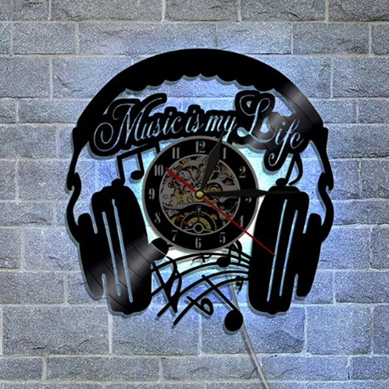Rock Music Guitar And Drum Kits  Home Bedroom Decoration  Rock Roll Vintage Vinyl Record Wall Clock