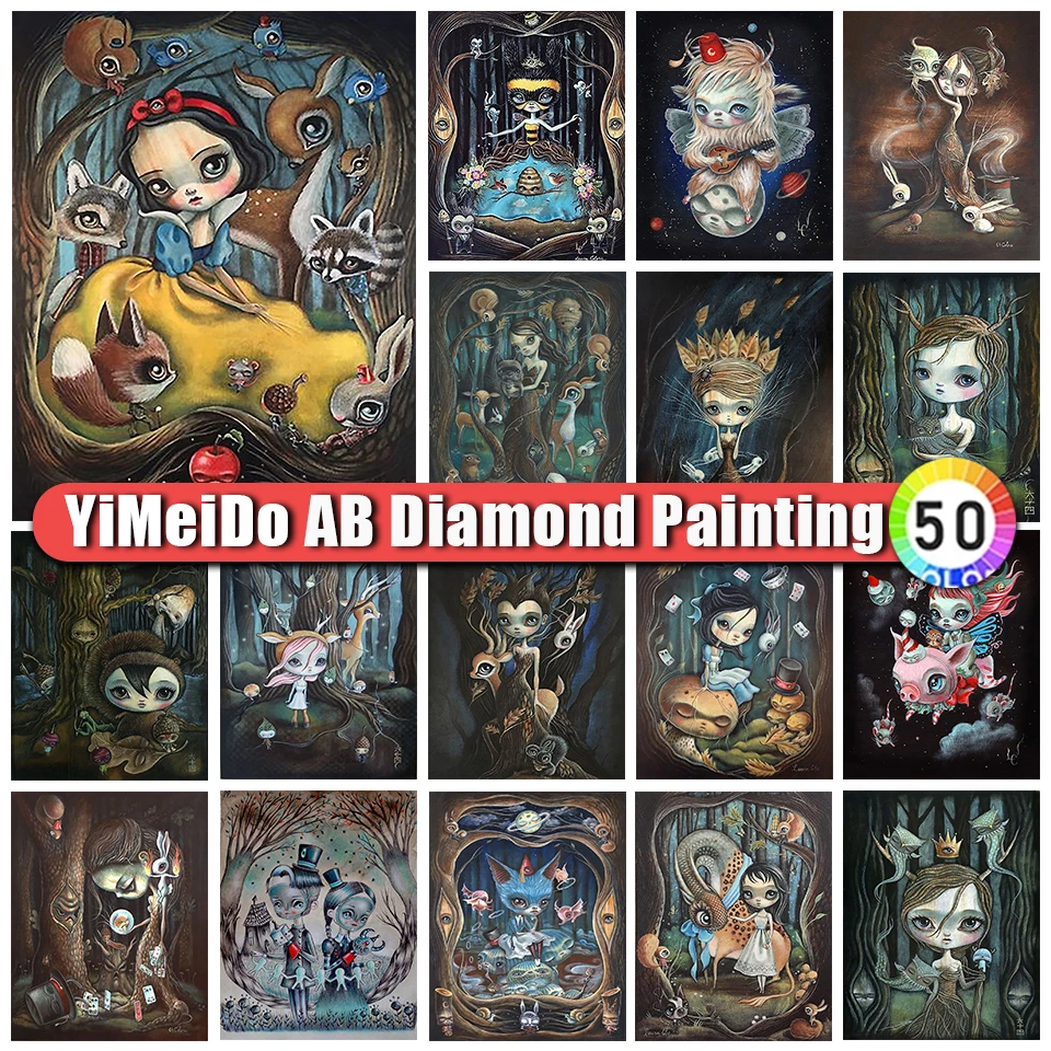 

YIMEIDO Zipper Bag Cartoon Girl AB Diamond Painting Art Princess Handmade DIY Rhinestone Diamond Embroidery Home Decoration Gift
