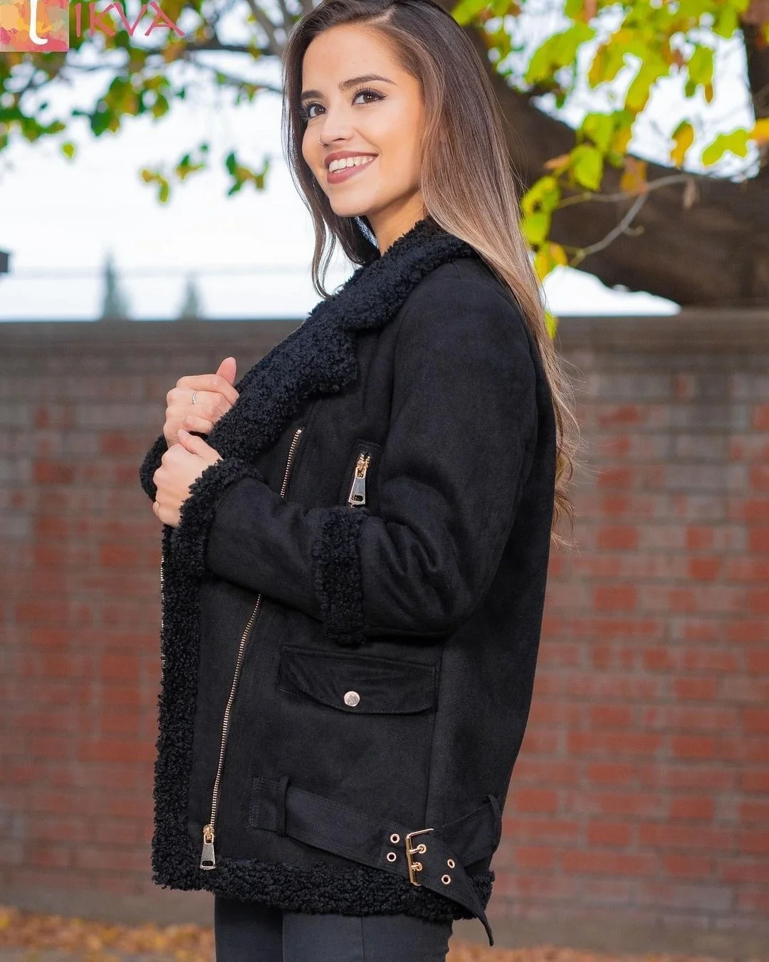 New Imitation Fur Onepiece Motorcycle Suit, Knight Jacket, Women's Coat Autumn Winter 2022 Black Leather Jacket