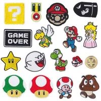 17pcs super mario game character icon ironing patches iron clothes mario bros princess turtle accessories applique embroidery
