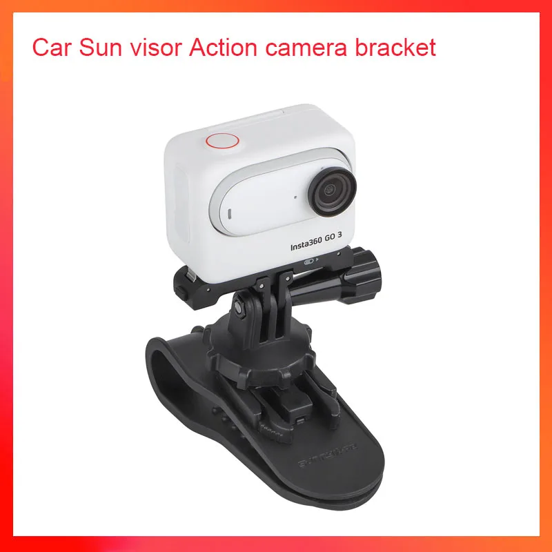 

Car Sun Visor Mount Action Camera Holder for Insta360 GO 3 Cell Phone Vlog Mount 360°Rotating for GO3/360 X3/GoPro 11/Action 3