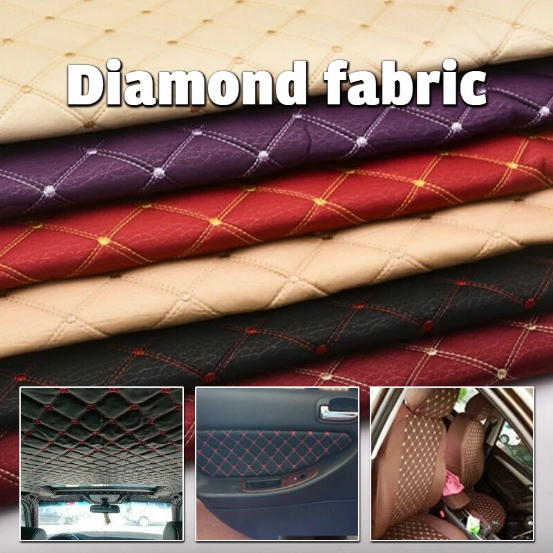 1M Diamond Lattice Embroidered Sponge Fabric Quilted Cloth Car Interior Decor DIY Sofa Cushion Bed Head Upholstery Material