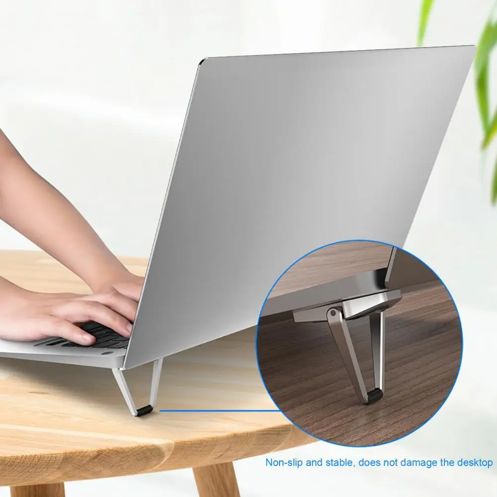 

2Pcs Laptop Bracket Easy to Carry Heat Dissipation Shield Shape Mini Foldable Portable Computer Stand for Business