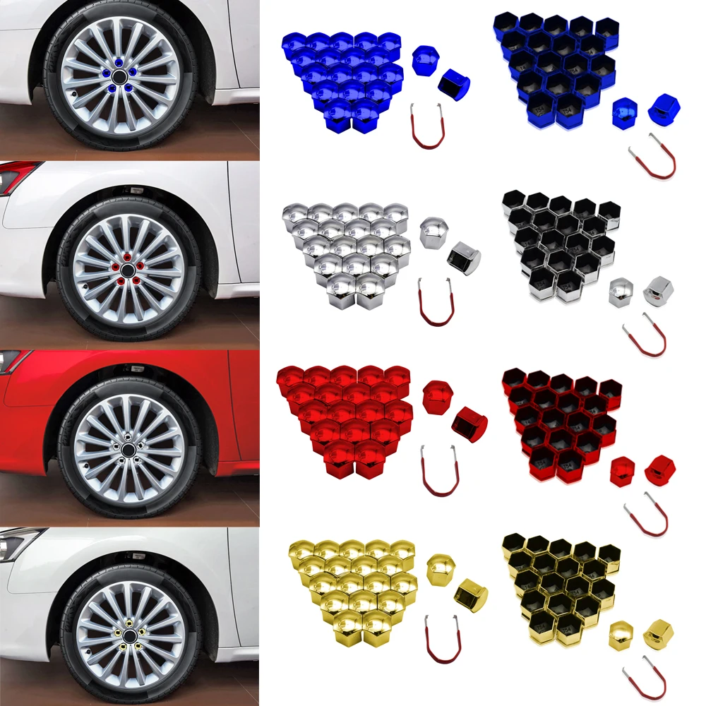 

17mm 19mm 21mm Car Tyre Nut Bolt Exterior Decoration Car Wheel Nut Caps Protection Caps Anti-Rust Auto Hub Screw Cover-20PCS