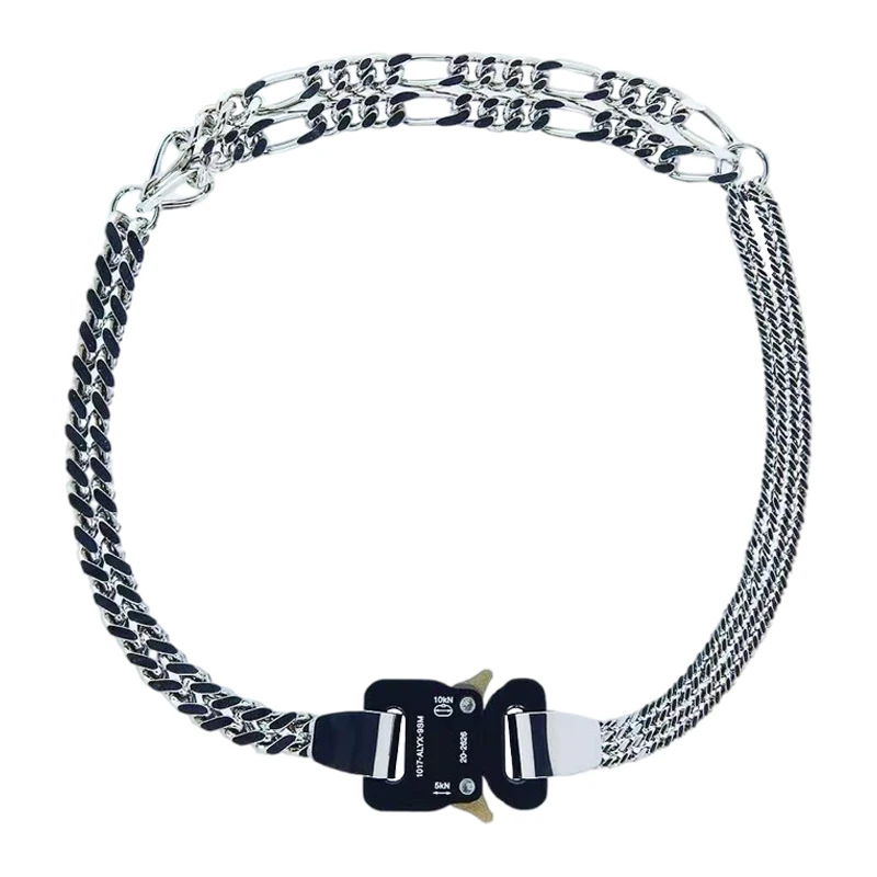 

1017 ALYX 9SM Metal Lock Stitching Combination Necklace Trendy Men's Niche Titanium Steel Hip-Hop Fashion Jewelry Accessories