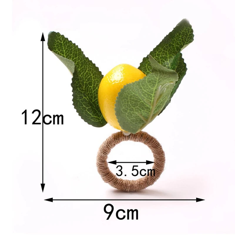 6/12PCS Simulation Lemon Plant Napkin Ring Fruit Meal Buckle Hotel Model Room Napkin Ring Party Supplies images - 6