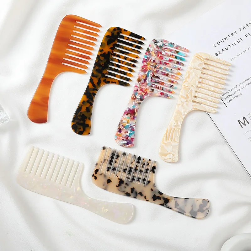 

Korea And Japan Accessories Acetic Acid Sheet Comb Fashion Leopard Anti Static Hair Comb Girl Wide Tooth Marbling Hair Comb