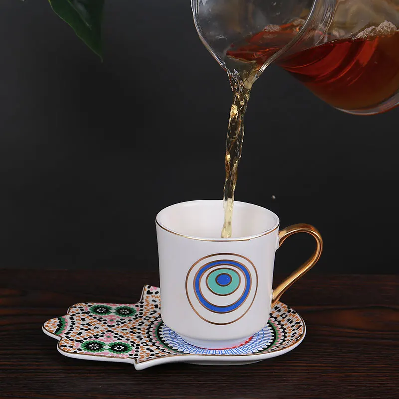 Чай Кофе Cups-6.8oz костяной фарфор Красивая чайная чашка с подходящими