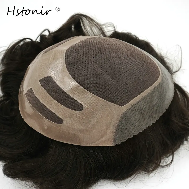 

Hstonir Mono Base Wig Lace Hairpiece Man Toupee Indian Remy Hair Pelucas Pelo Natural Humano Postiche Cheveux Humain H033