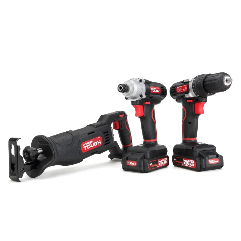 

3 Tool Piece Set 20V Max Cordless Combo Kit with 3/8 inch Drill, 1/4 inch Impact Driver, Recip Saw with 2 1.5Ah Lithium-Ion