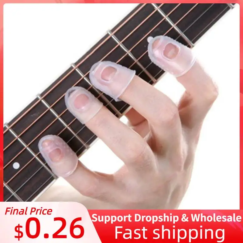 5pcs סיליקון גיטרה אצבע שקוף גיטרה אצבע מגיני Ukulele גיטרה החלקה אצבע משמרות גיטרה אבזרים