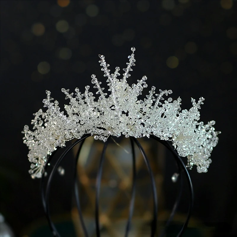 

Роскошные тиары-короны ручной работы с кристаллами и бусинами для невесты барокко Стразы диадема Банкетная обруч для волос Тиара Свадебные...