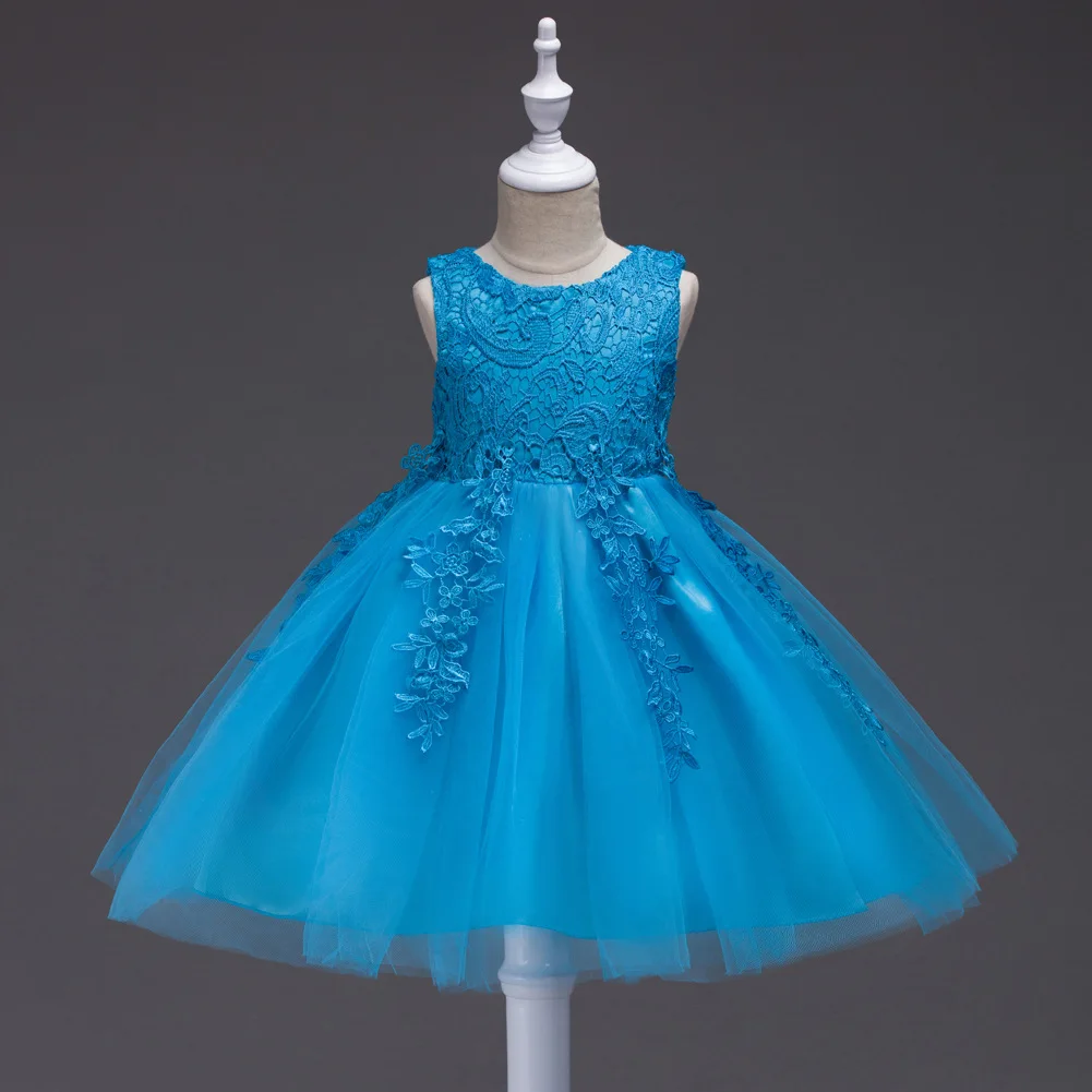 

Girls Lace Embroidery Pageant Princess Ball Gown 80cm-140cm Toddler Tutu Gown Wedding Flower Girl Host Costume Dresses