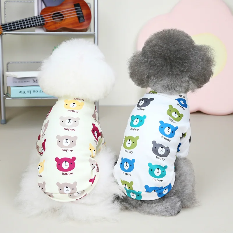 Pet Supplies Pet Dog Clothes Autumn and Winter New Cat Two Leg Sweater Happy Bear Bottoming Shirt