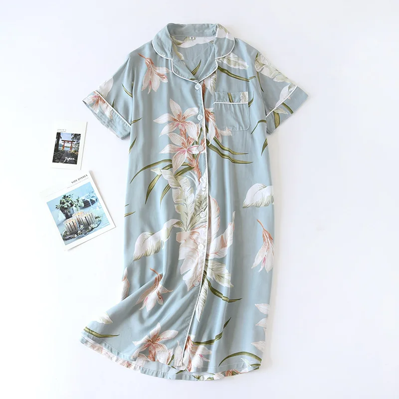 100% Brushed Cotton Nightshirts Women Nightgowns Sleepwear Winter new Autumn Sleepshirts Fresh Women Night Dress