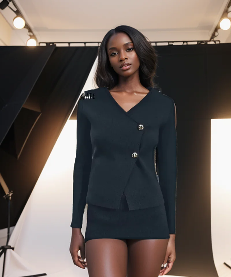 Однотонный вязаный кардиган с v-образным вырезом женский свободный однобортный