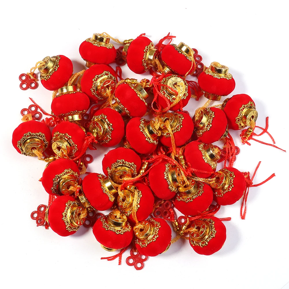 

Мини красный флокированный фонарь для китайского Нового года