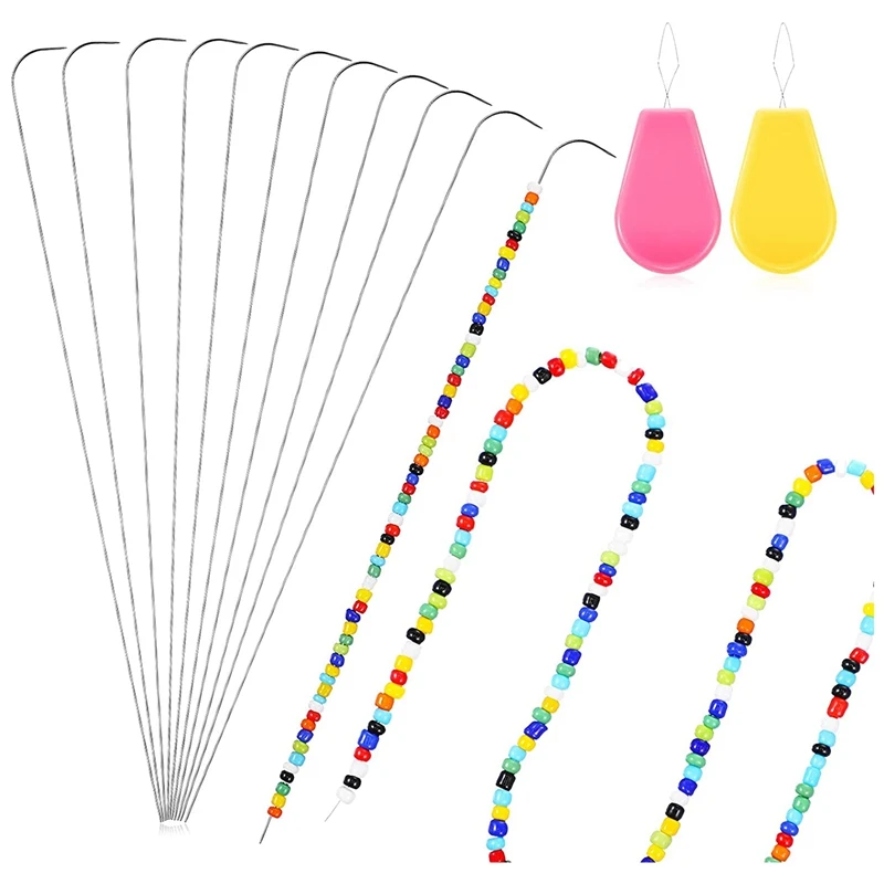 

Curved Beading Needle with Bead Needle Threader,Bead Spinner Needle Stringing Tool Bead Needle for Jewelry Making Bead