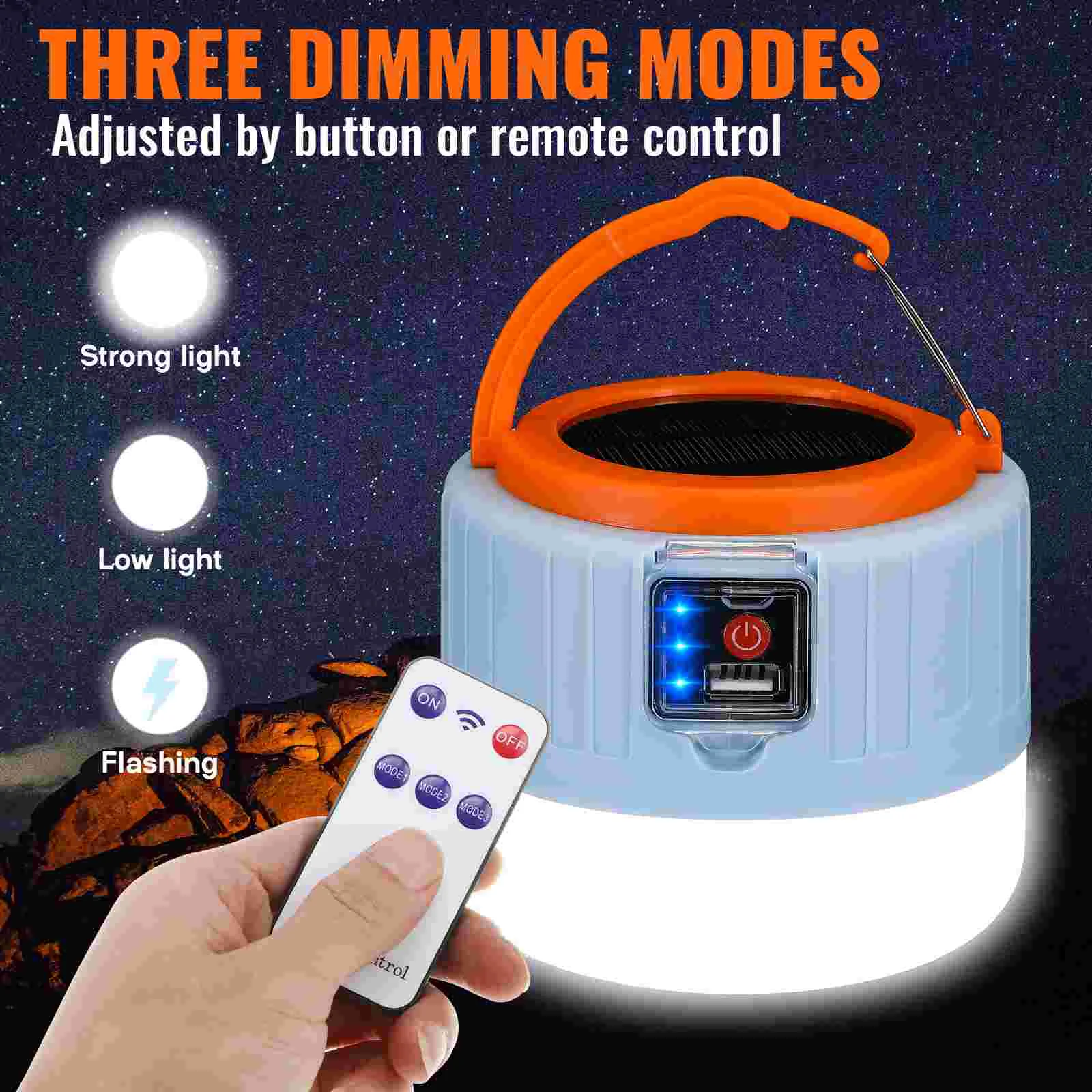 

Camping Lights Rechargeable Camping Lantern Operated Solar Camping Light USB LED Solar Tent Lights