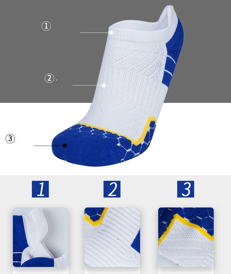 Sports Socks Spring and Summer New Boat Socks Breathable Sports Socks Padded Towel Bottom Basketball Women Men