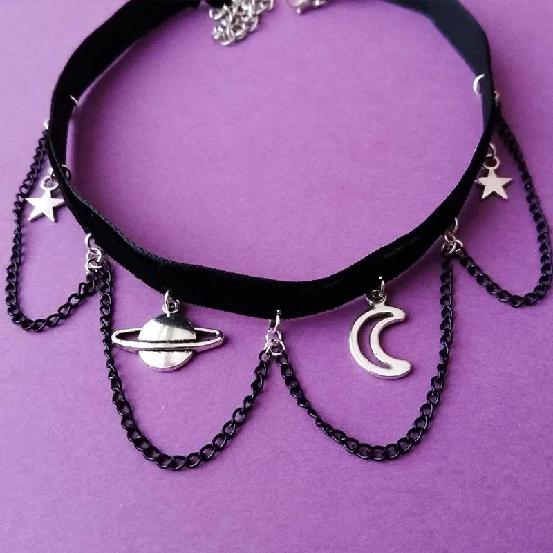 Очаровательное украшение-чокер гранж-чокер с планетами-пастельный