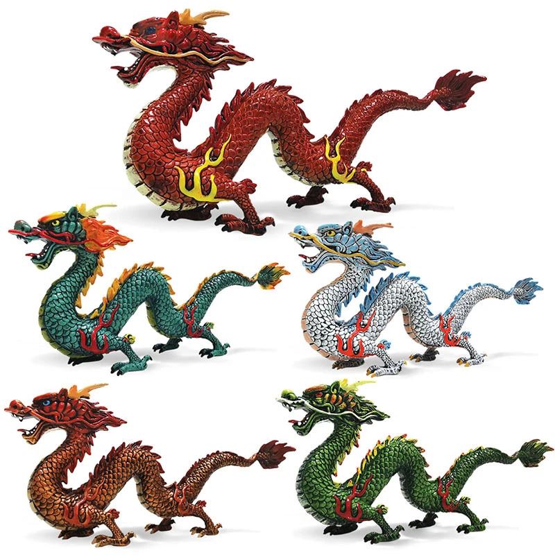 

New Simulation Chinese Mythological Dragon Model Legendary Chinese dragon Animal Fireball color randomly Action Figure Kids Toys