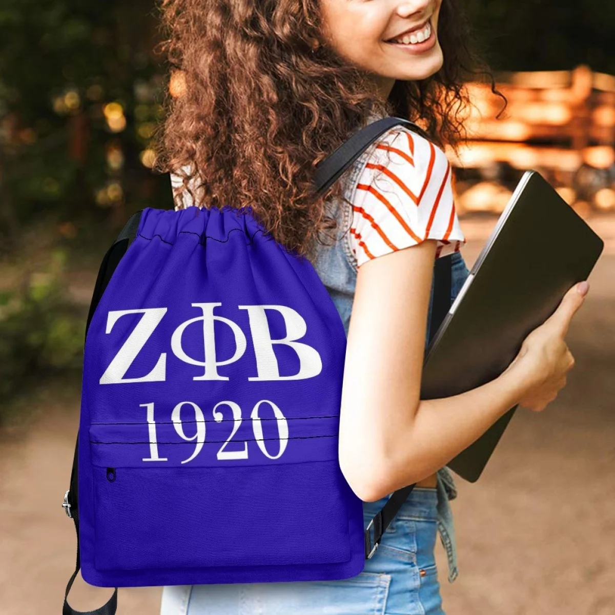 Blue Backpack for Women Zeta Phi Beta Casual Portable Men Travel Gym Shoulder Bag Summer Pool Towels Pouch for Girls School Bags