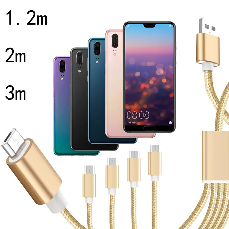 1,2 2 3 м USB 3 в 1 Кабель для быстрой зарядки Micro USB Type C 2A ...