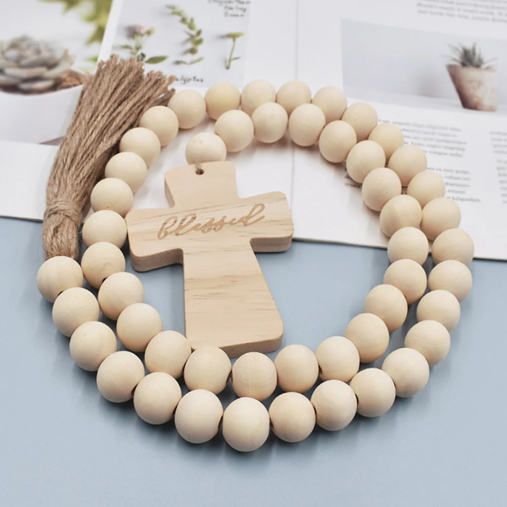 Цвет бревна крест подвесная веревка цветочная гирлянда деревянные бусины