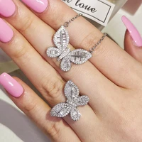 2pcs pack 2022 new luxury butterfly silver color bride dubai wedding for women lady anniversary gift jewelry bulk sell j6173