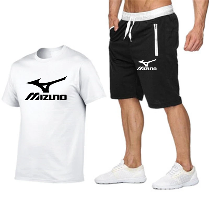 

Мужской комплект футболки MIZUNO, летняя новейшая спортивная одежда, костюм, футболка из полиэстера с принтом + шорты, Быстросохнущий мужской к...