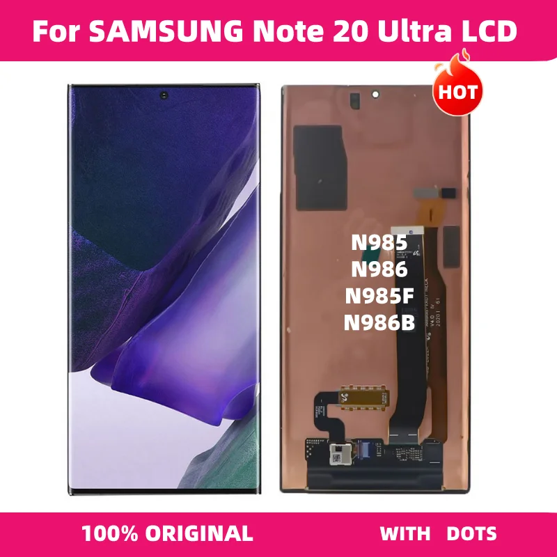 Najtaniej 100% Oryginalna Uwaga 20 Ultra AMOLED LCD Do Samsung Galaxy Note20 Ultra 5G Wyświetlacz Lcd N985 N986 Ekran Dotykowy Digitizer Bez Ramki