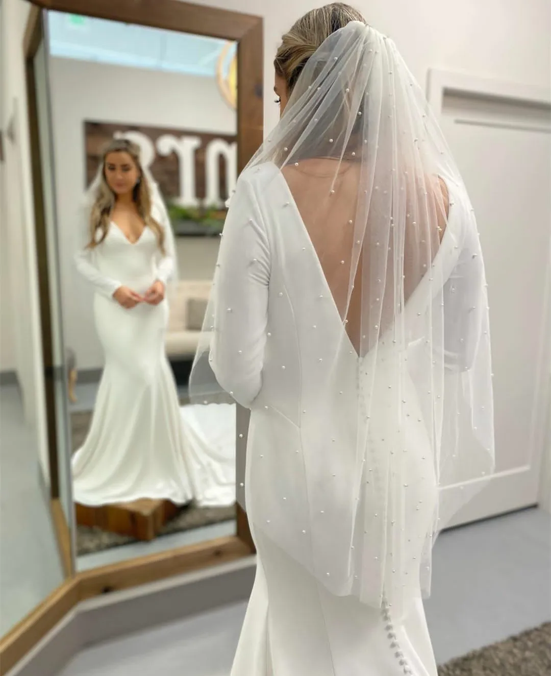 

Женское облегающее платье-Русалка, элегантное платье из крепа с V-образным вырезом и шлейфом для невесты