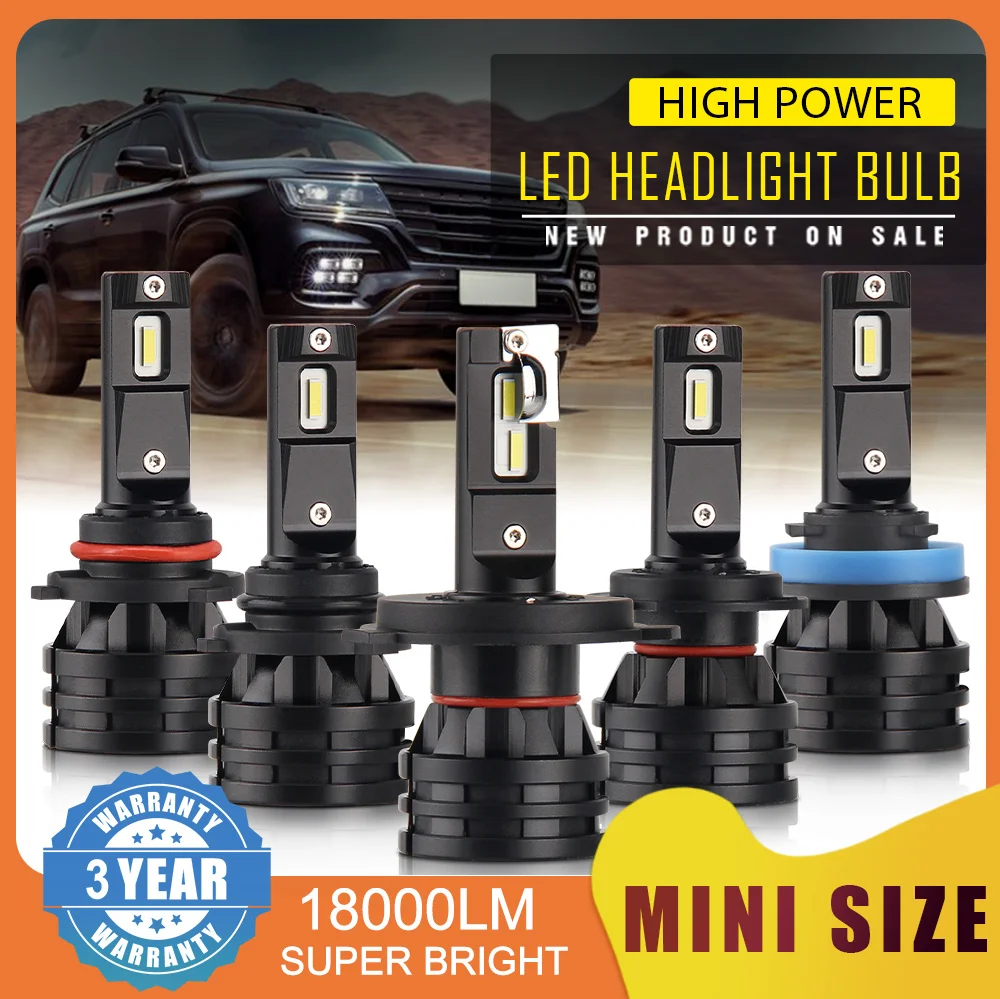 

HAOLIDE 18000LM H4 H7 H11 LED Car Headlight Bulbs H1 9005 HB3 9006 HB4 H13 9012 LED Lights for Car Mini Auto Fog Light Headlamp