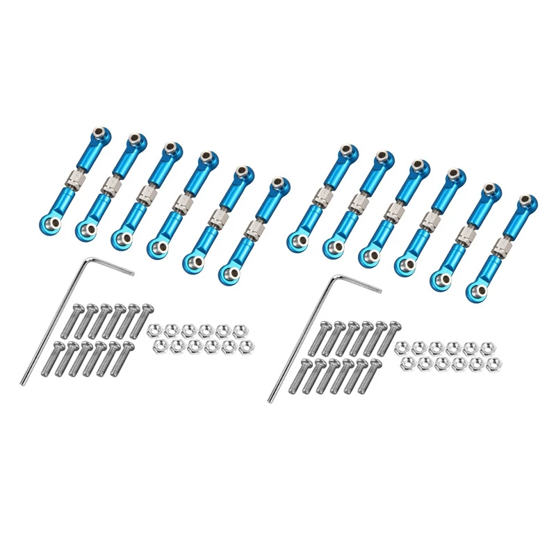 

12Pcs Adjustable Metal Linkage Pull Rod Front /Rear Servo Link For Wltoys A949 A959 A969 A979 K929 RC Car,Blue