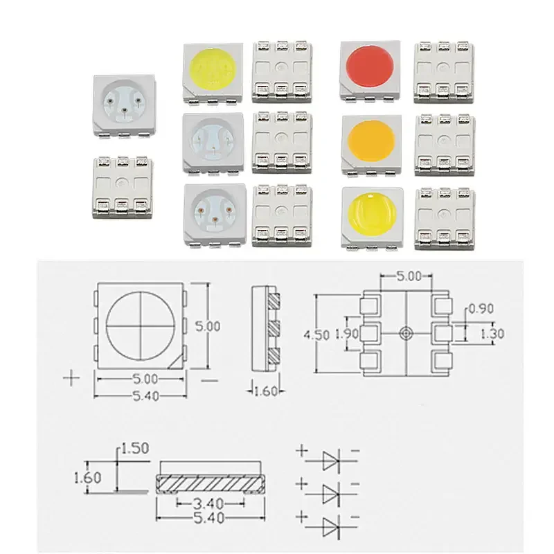 250 шт. 10 значений 5050/2020 SMD светодиодная лампа набор в ассортименте теплый холодный